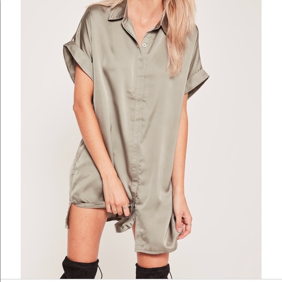 missguided satin shirt dress